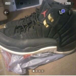 Jordan Black and Gold Athletic Shoes